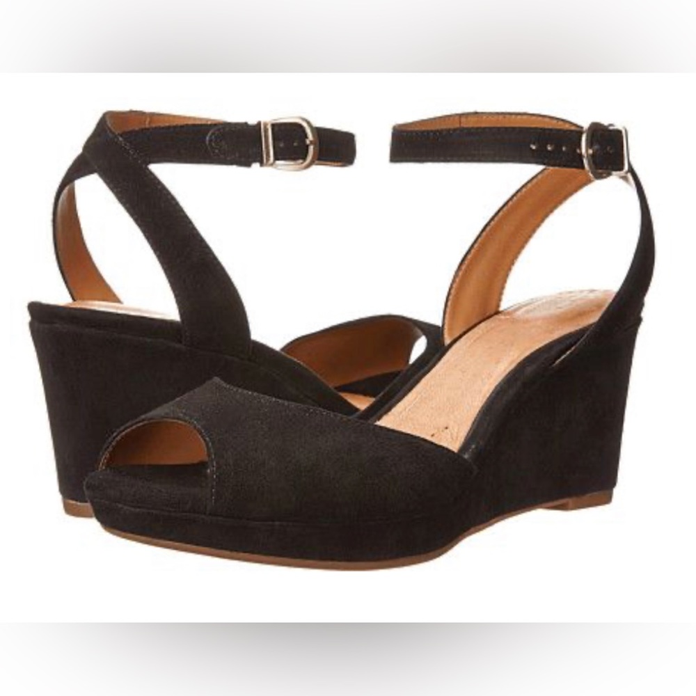 Clarks Palmdale Dasha Black Suede Wedges 8.5